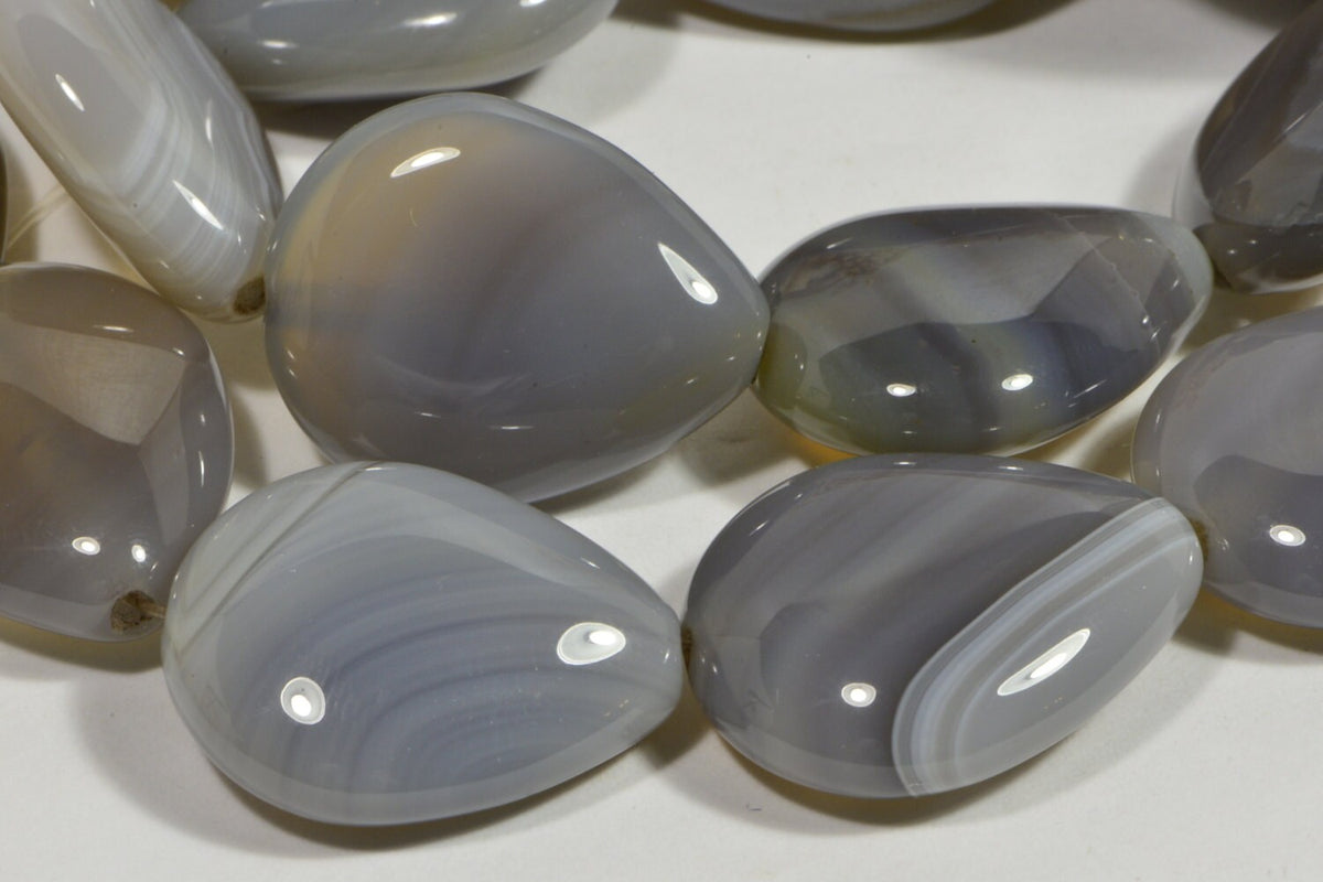 Lace Agate Teardrop Beads: Natural Gemstone Jewelry Making (24x20x7.5mm)
