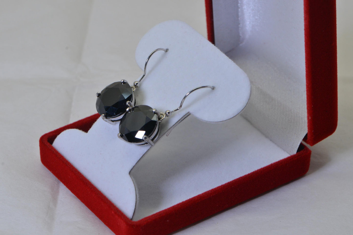 Natural Australian Black Tourmaline Earrings – Sterling Silver, Rhodium Finished