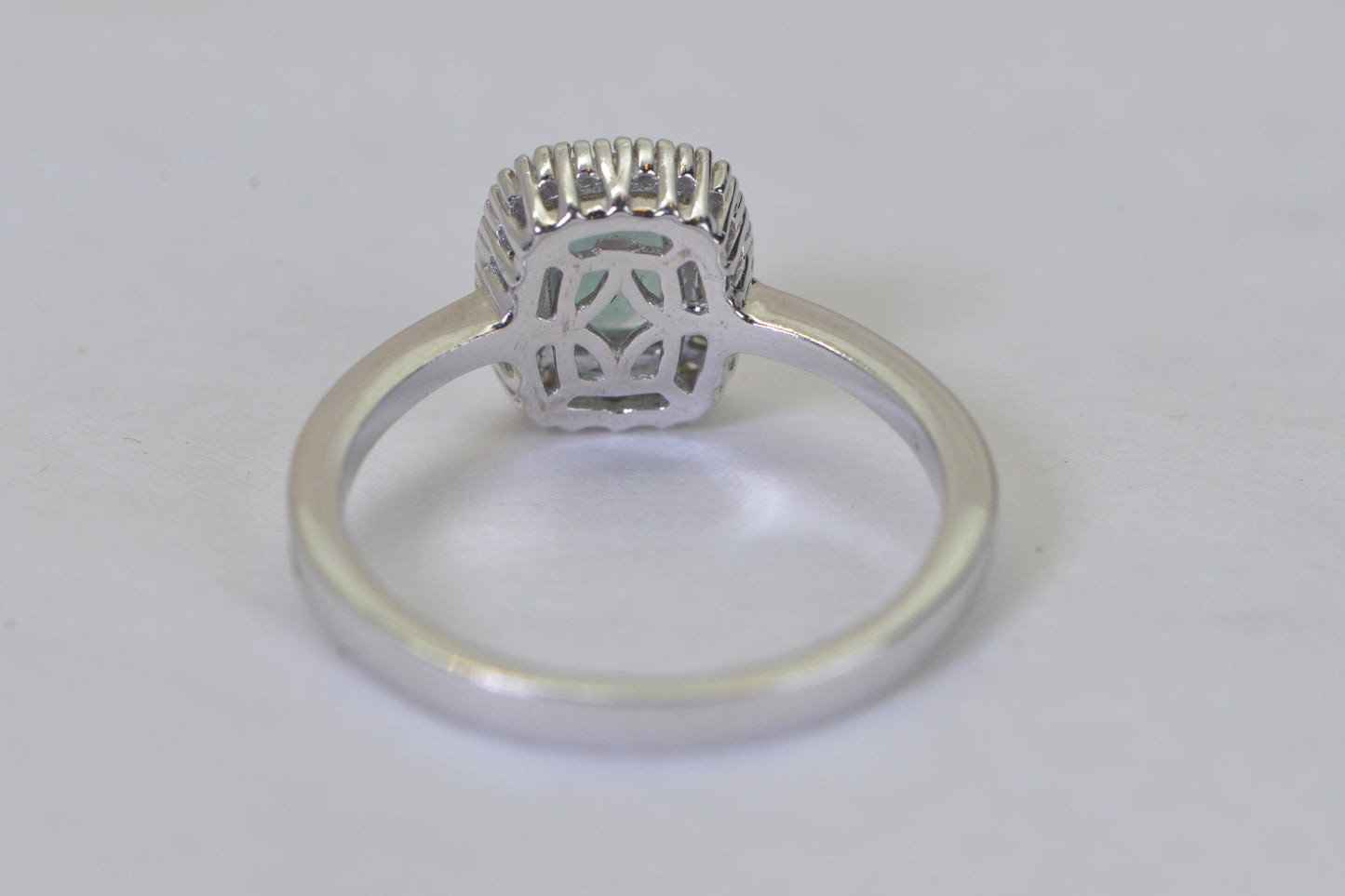 Emerald Cut Grandidierite & Diamond Baguette Ring and Earrings Set – 14K White Gold Over Sterling Silver, Estate One-of-a-Kind Jewelry