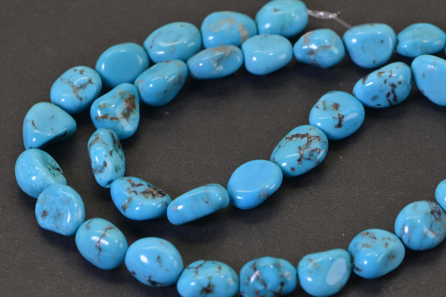 Sleeping Beauty Turquoise Nugget Beads 13.5x10mm Blue Freeform Smooth Glossy 16" Strand