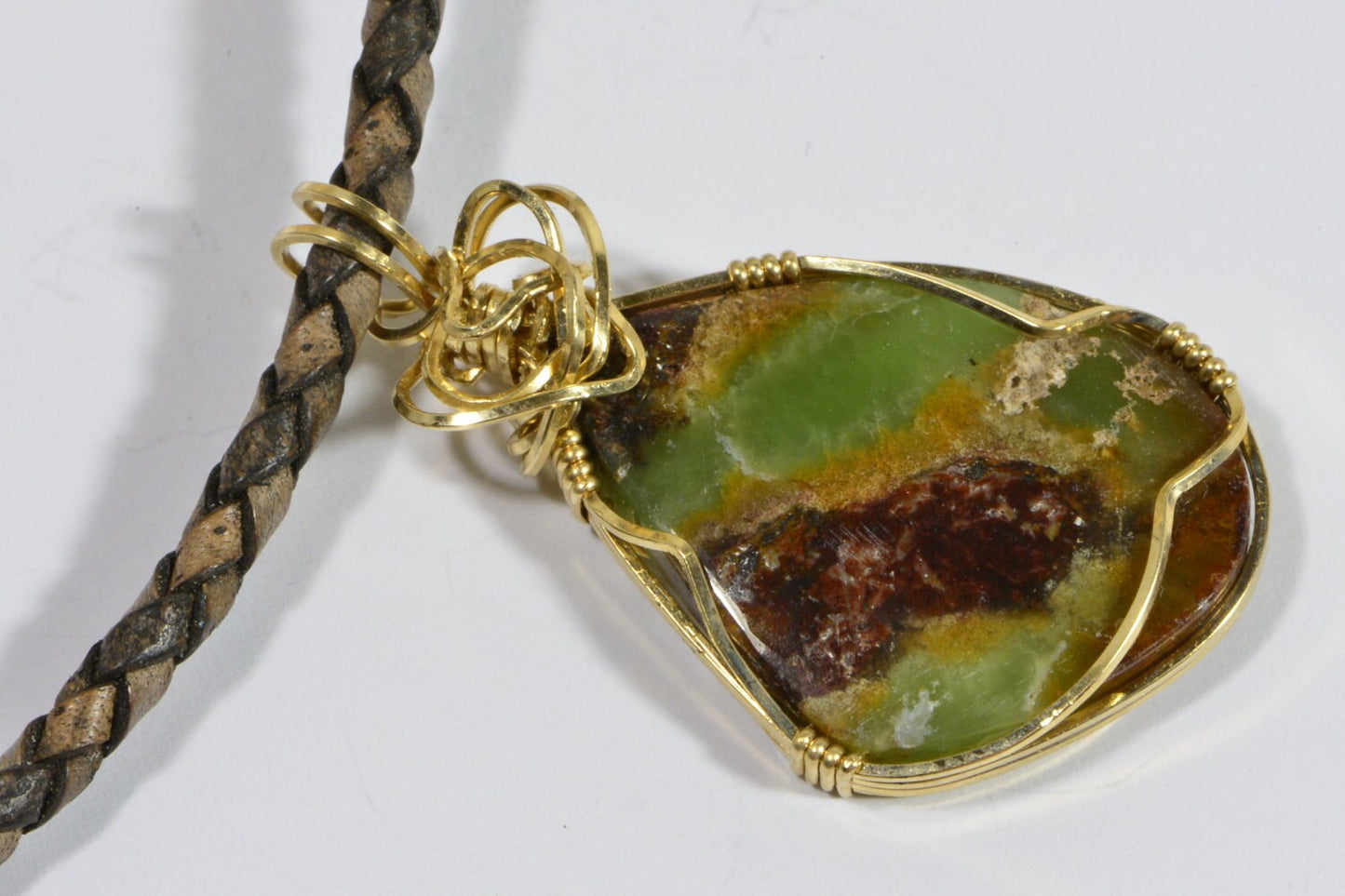 Wire Wrapped Chrysocolla Necklace, 14k Gold Filled, Handmade Jewelry