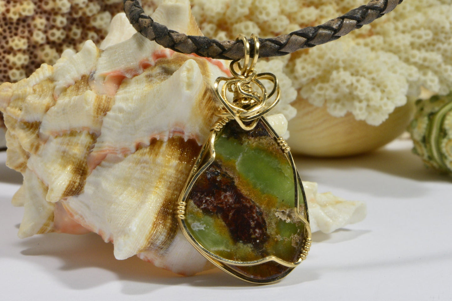 Wire Wrapped Chrysocolla Necklace, 14k Gold Filled, Handmade Jewelry
