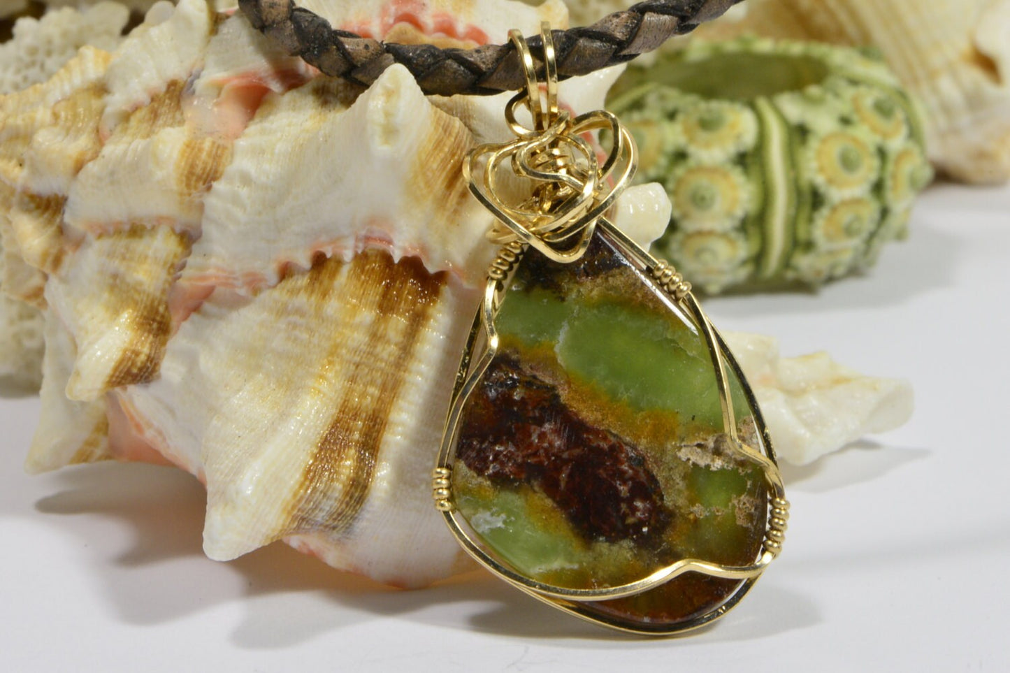 Wire Wrapped Chrysocolla Necklace, 14k Gold Filled, Handmade Jewelry