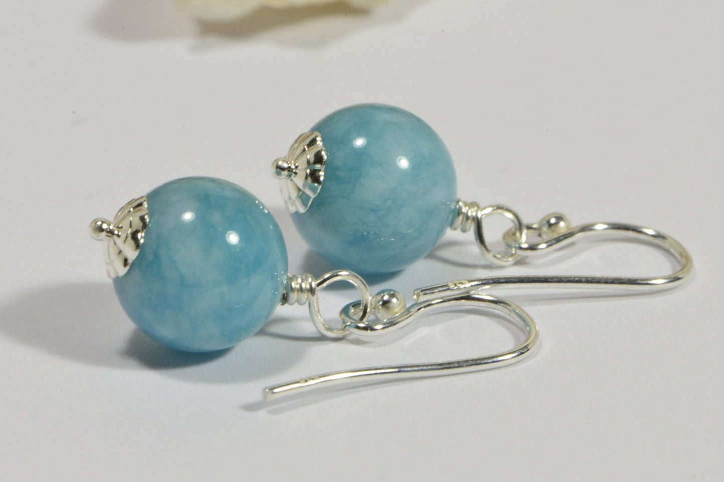 Larimar Quartz Sterling Silver Earrings: Handmade Gemstone Jewelry