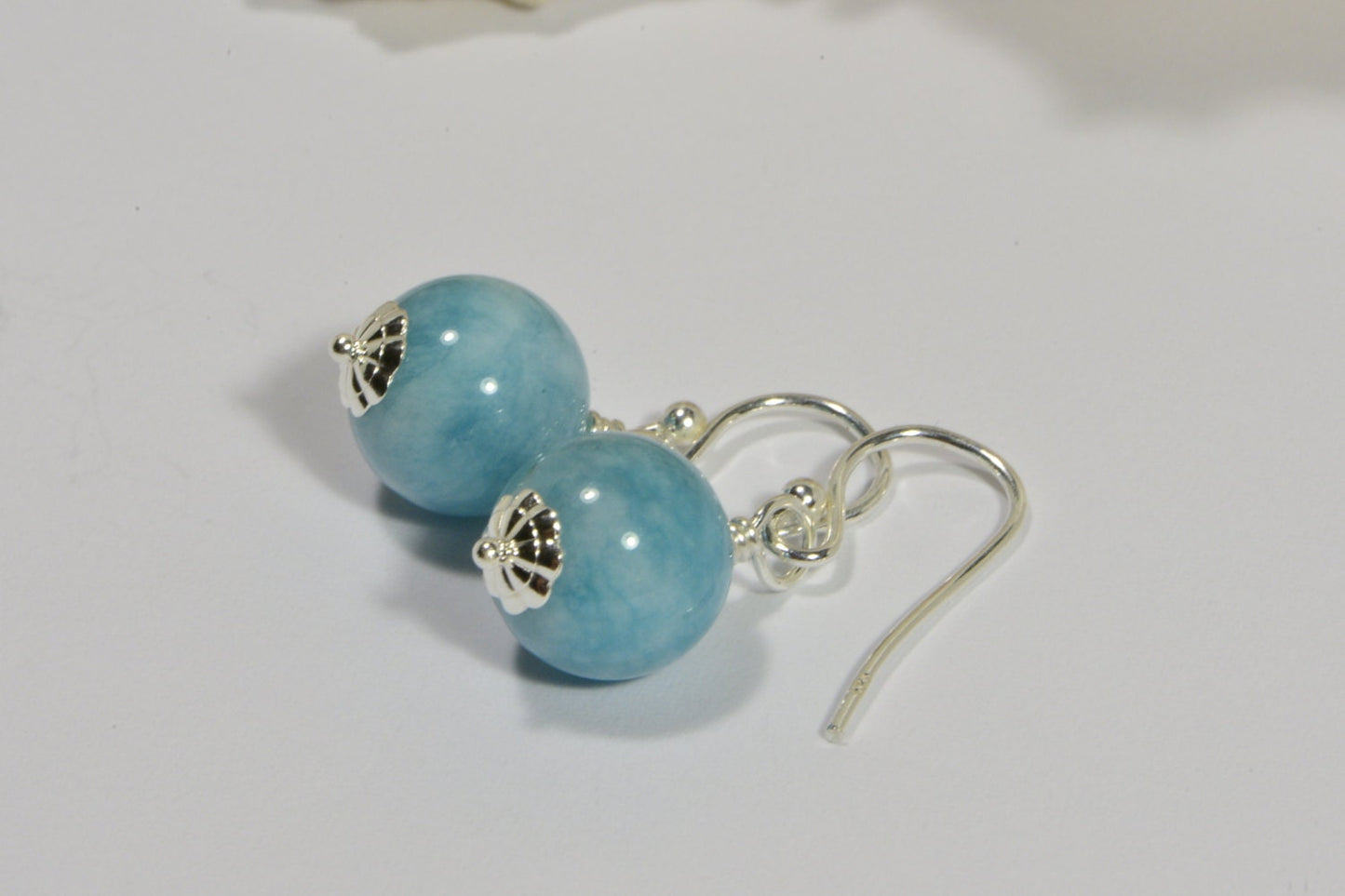 Larimar Quartz Sterling Silver Earrings: Handmade Gemstone Jewelry