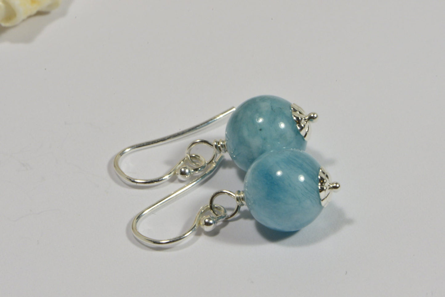 Larimar Quartz Sterling Silver Earrings: Handmade Gemstone Jewelry