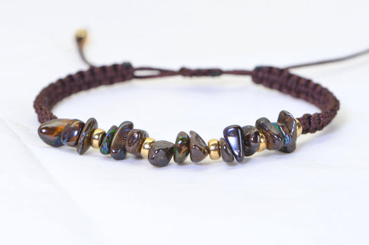 Australian Boulder Opal Macrame Bracelet: 14K Gold-Filled Accents