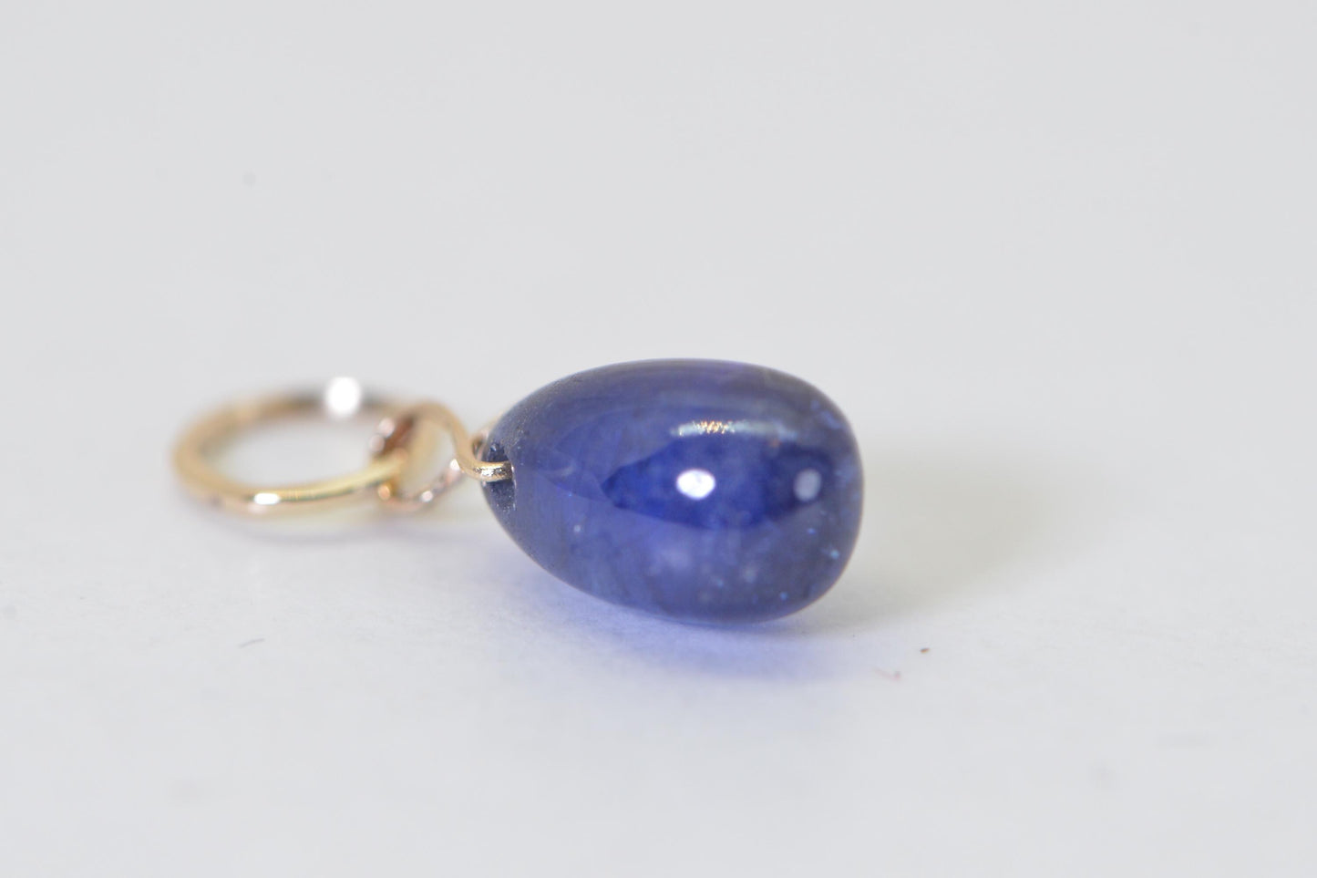 Natural Sapphire 14K Solid Gold Pendant - Wire Wrapped Birthstone Charm