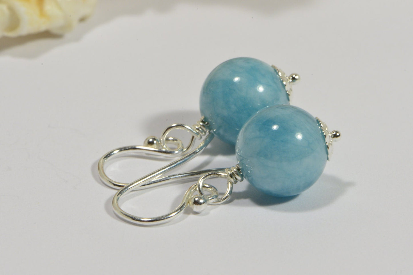 Larimar Quartz Sterling Silver Earrings: Handmade Gemstone Jewelry