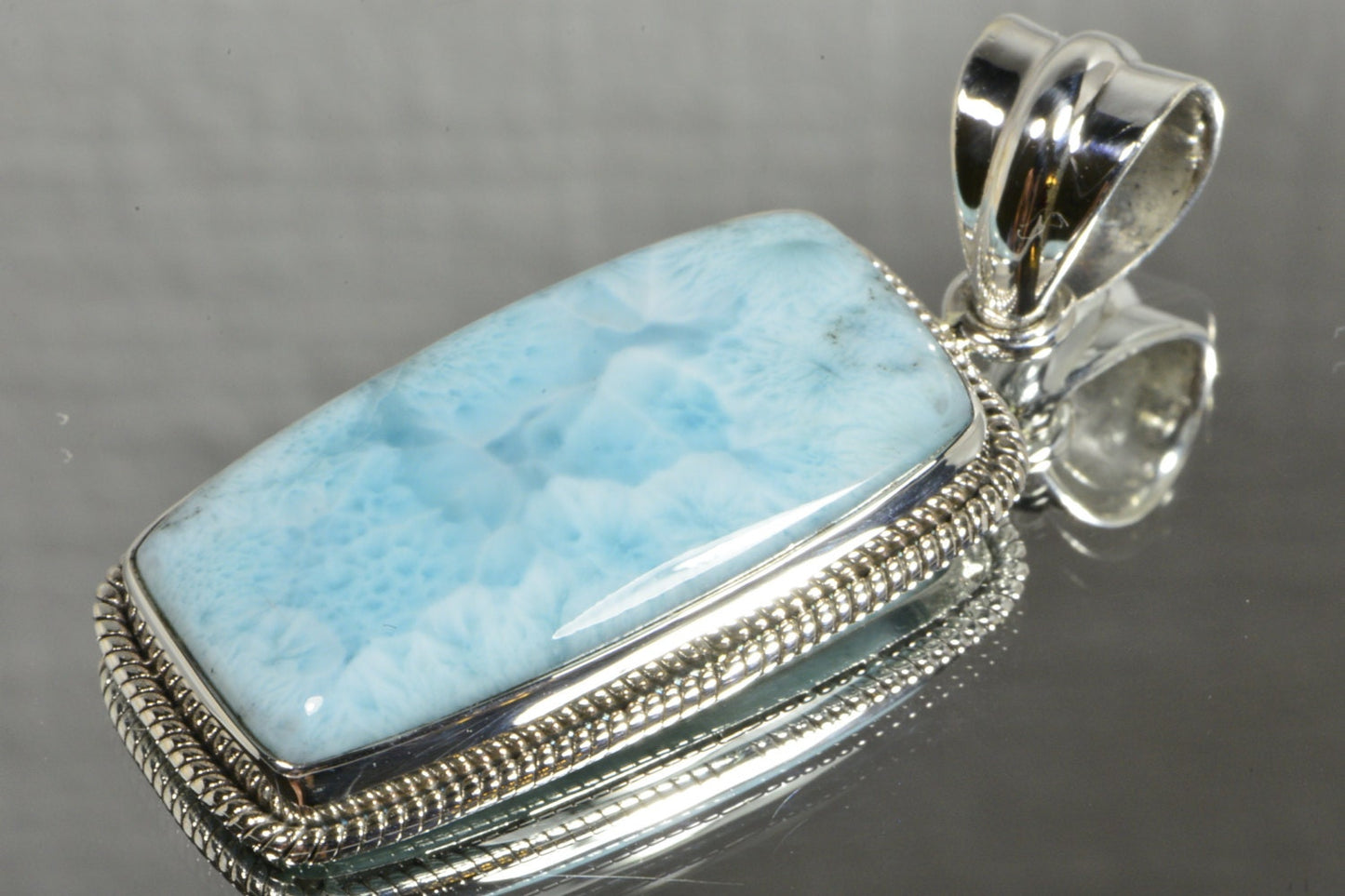 Handmade Larimar Pendant, Sterling Silver Dominican Jewelry
