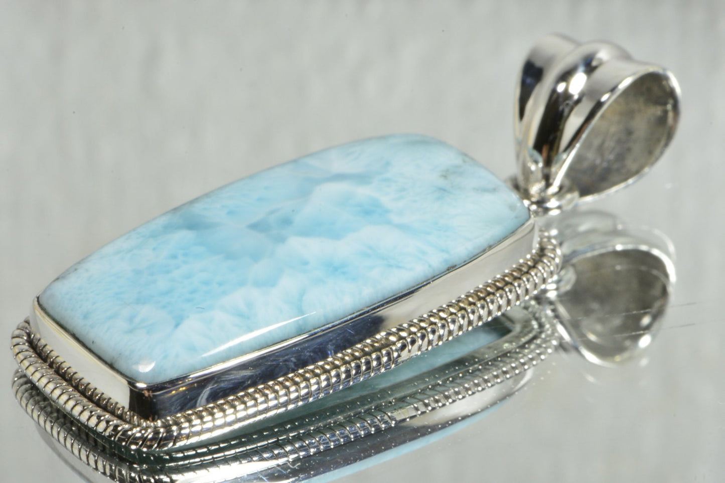 Handmade Larimar Pendant, Sterling Silver Dominican Jewelry