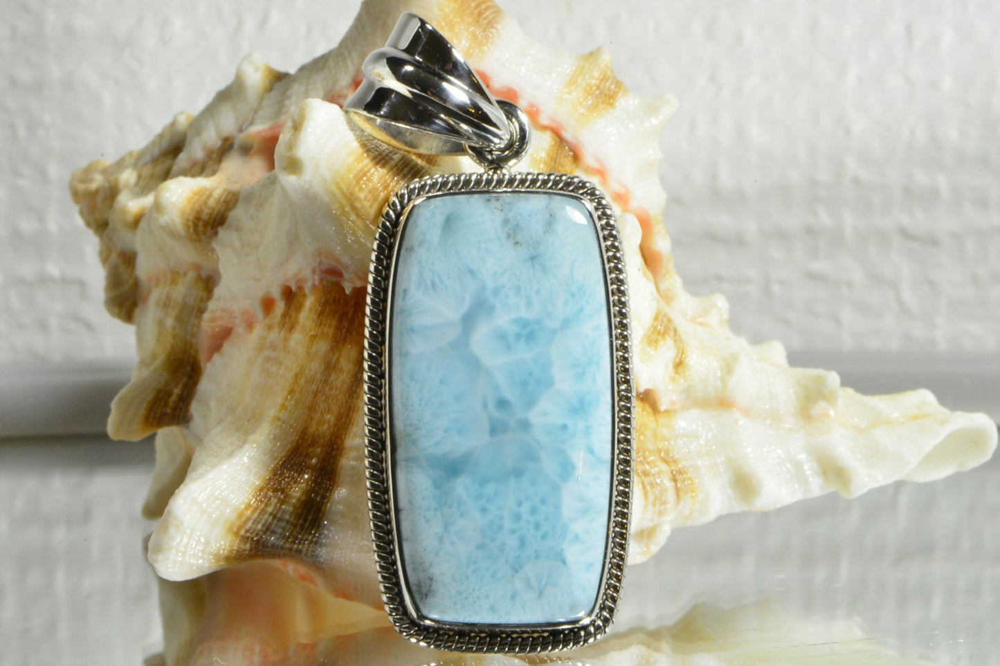 Handmade Larimar Pendant, Sterling Silver Dominican Jewelry
