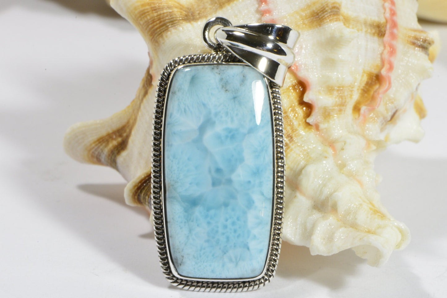 Handmade Larimar Pendant, Sterling Silver Dominican Jewelry