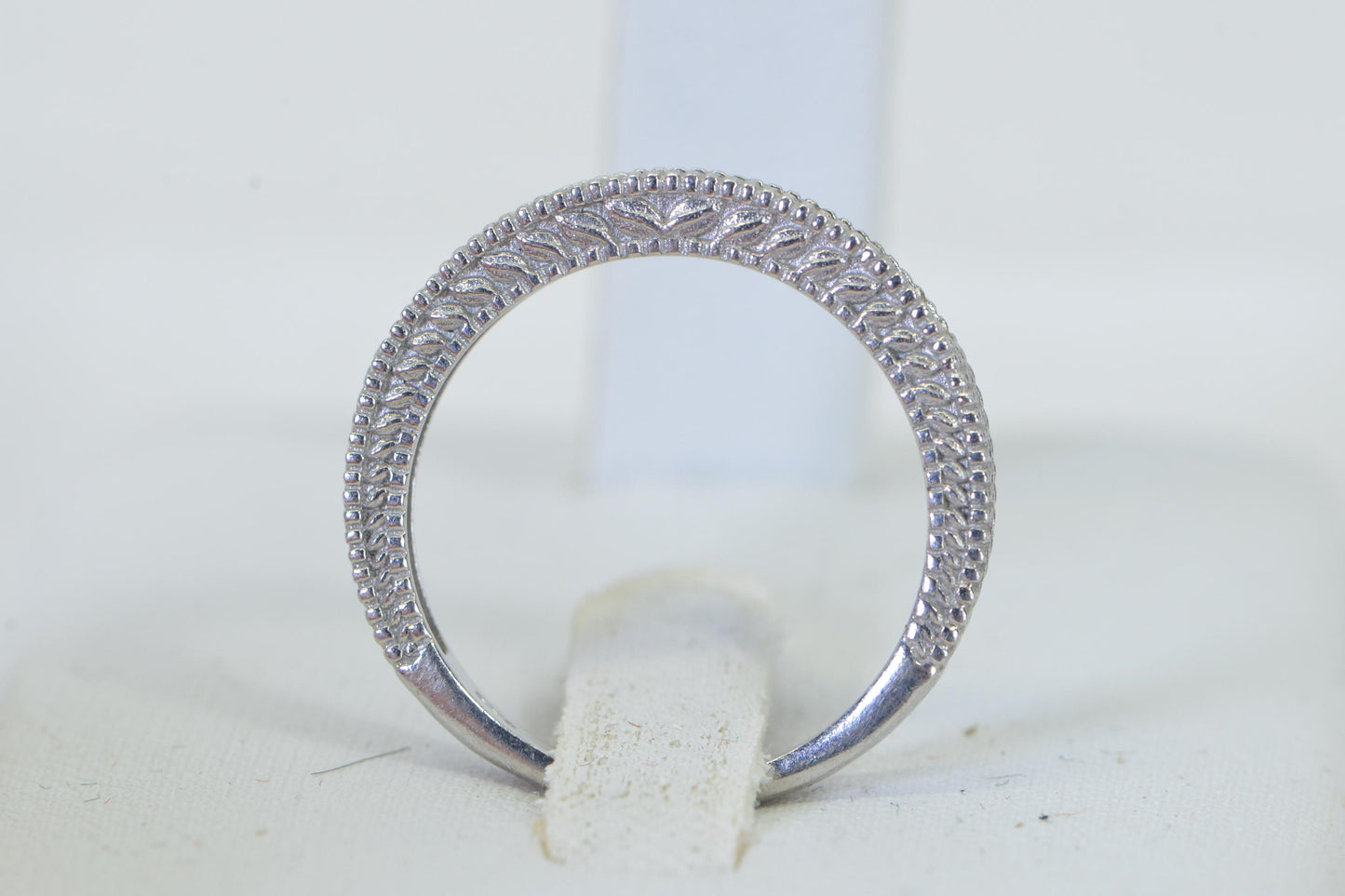 14K White Gold Natural Diamond Band Ring One Row Vintage Engagement Wedding Band