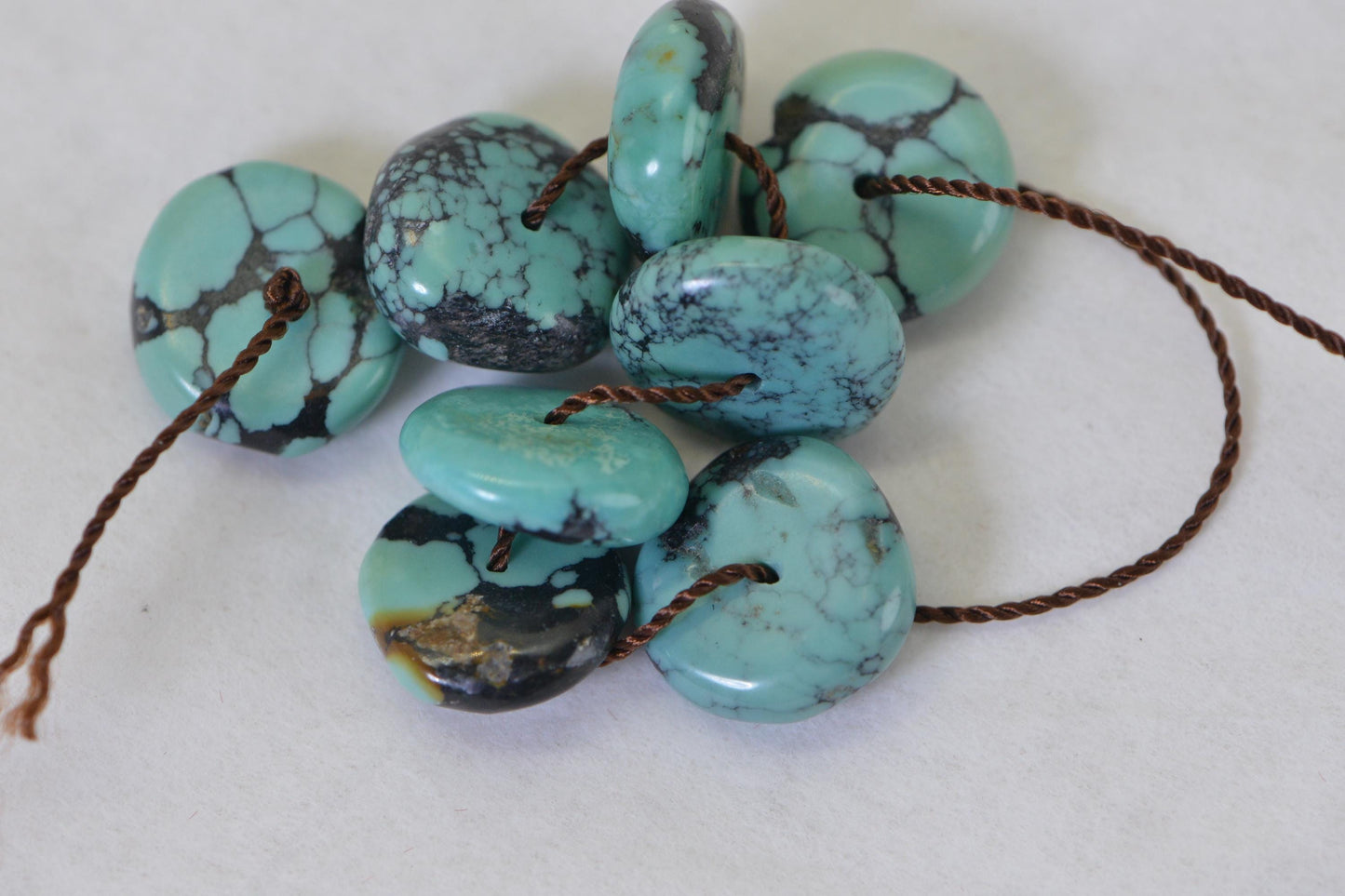 Nevada Spider Web Turquoise Beads: Rondelle Disc Jewelry Making Supplies