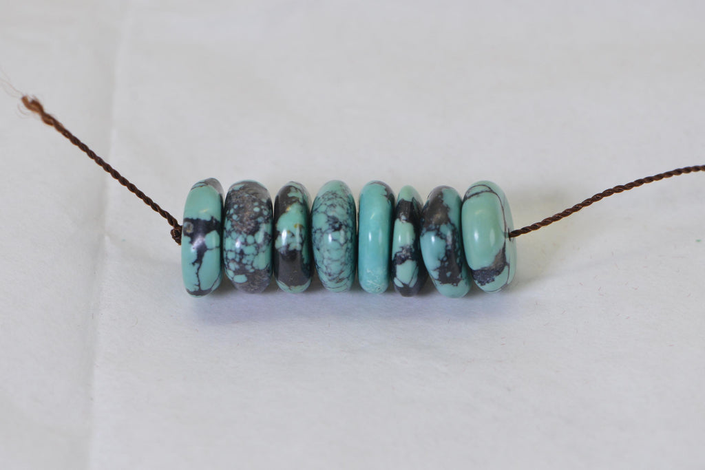 Nevada Spider Web Turquoise Beads: Rondelle Disc Jewelry Making Supplies