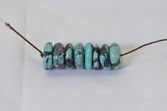 Nevada Spider Web Turquoise Beads: Rondelle Disc Jewelry Making Supplies