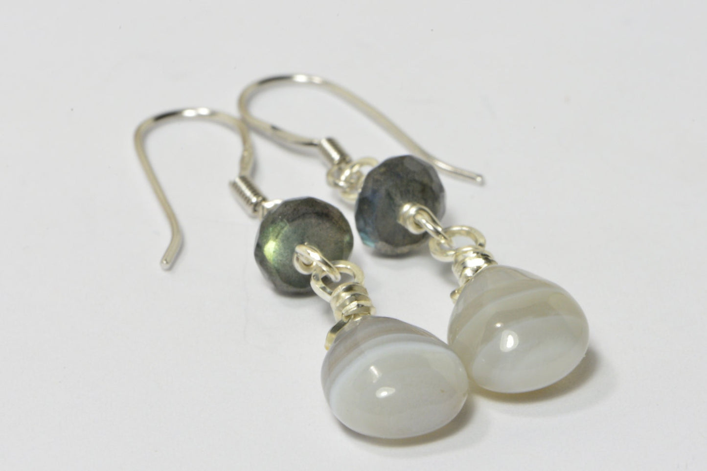 Blue Labradorite Teardrops Wire Wrapped Earrings Birthday Gifts Smooth Briolette Agate Earrings