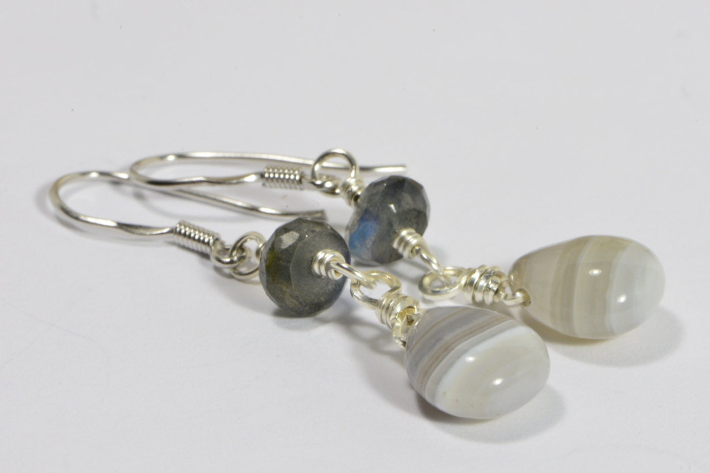 Blue Labradorite Teardrops Wire Wrapped Earrings Birthday Gifts Smooth Briolette Agate Earrings