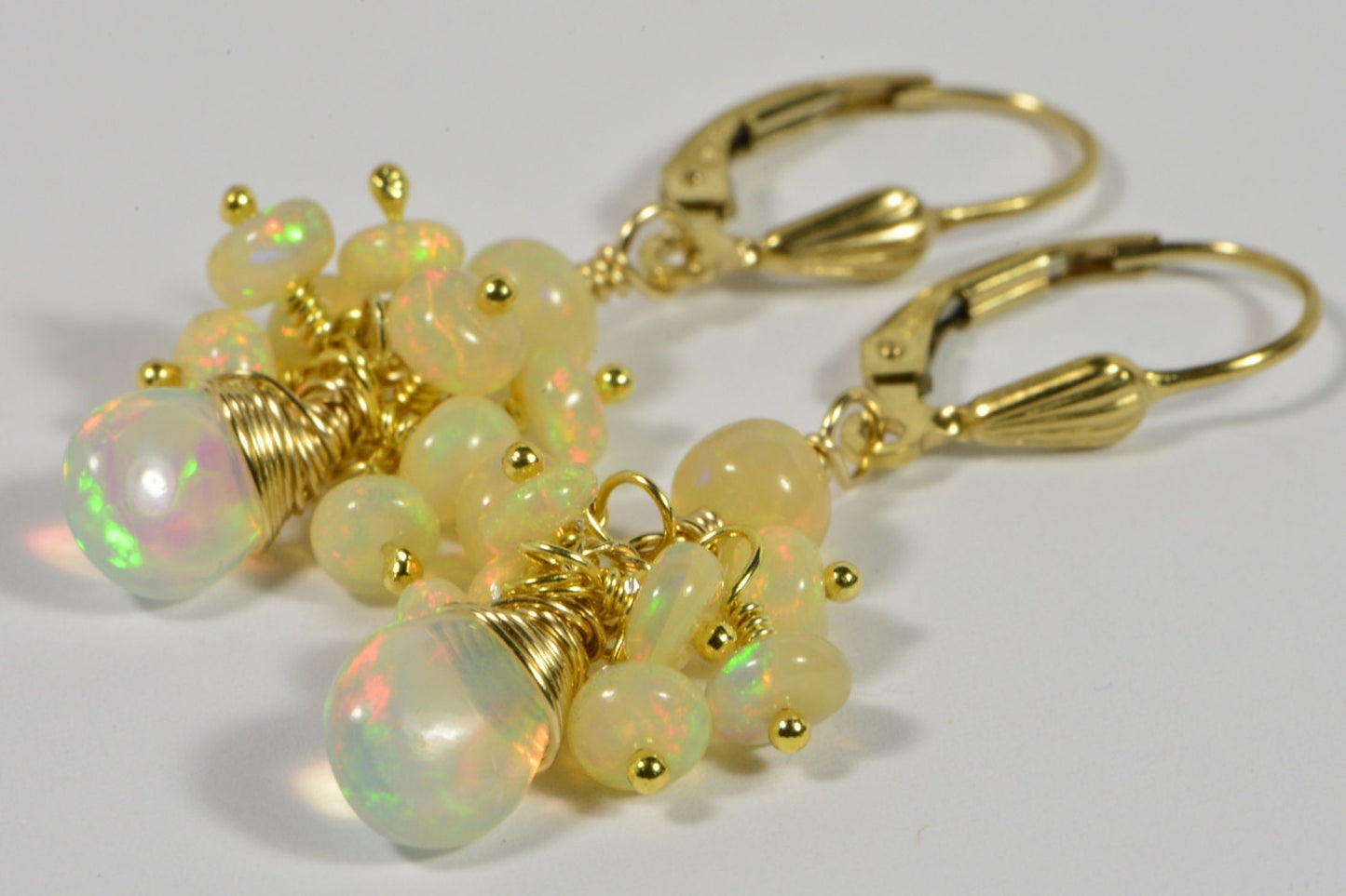 Ethiopian Opal Earrings, 14k Gold Filled Dangle, Handmade Jewelry