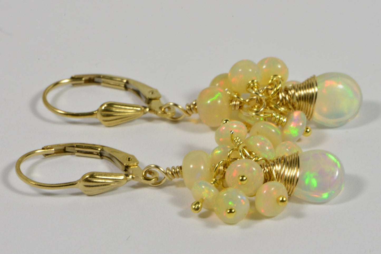 Ethiopian Opal Earrings, 14k Gold Filled Dangle, Handmade Jewelry