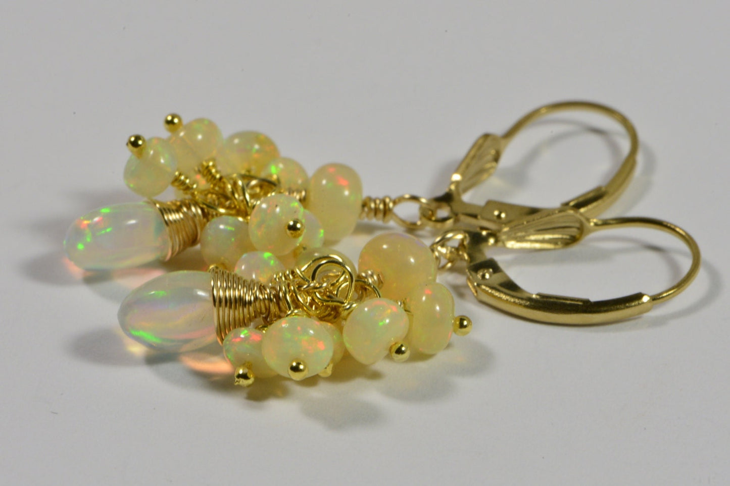 Ethiopian Opal Earrings, 14k Gold Filled Dangle, Handmade Jewelry