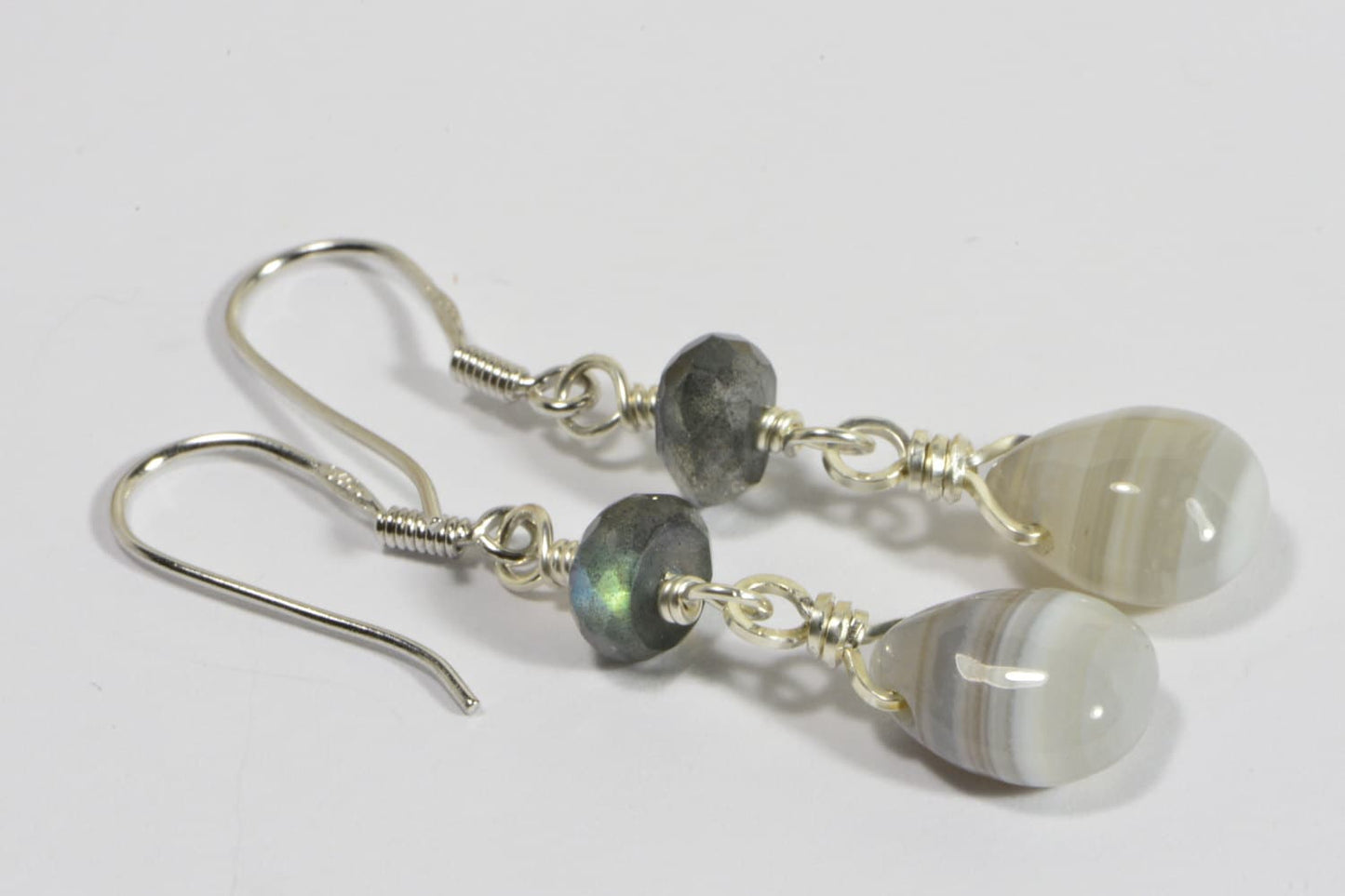 Blue Labradorite Teardrops Wire Wrapped Earrings Birthday Gifts Smooth Briolette Agate Earrings