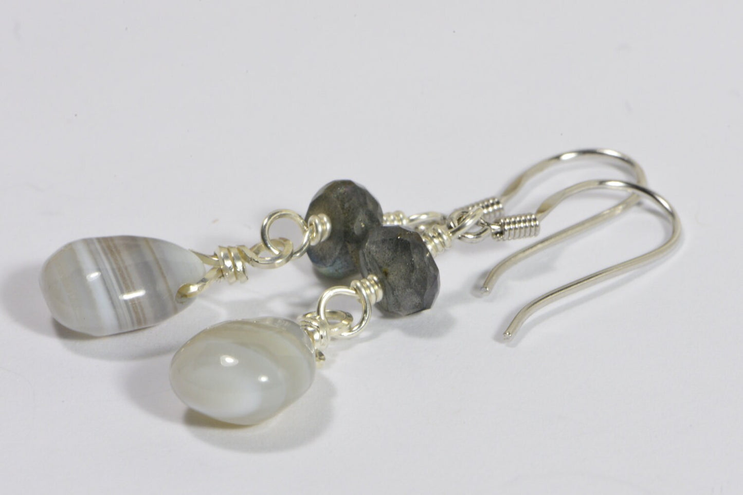 Blue Labradorite Teardrops Wire Wrapped Earrings Birthday Gifts Smooth Briolette Agate Earrings