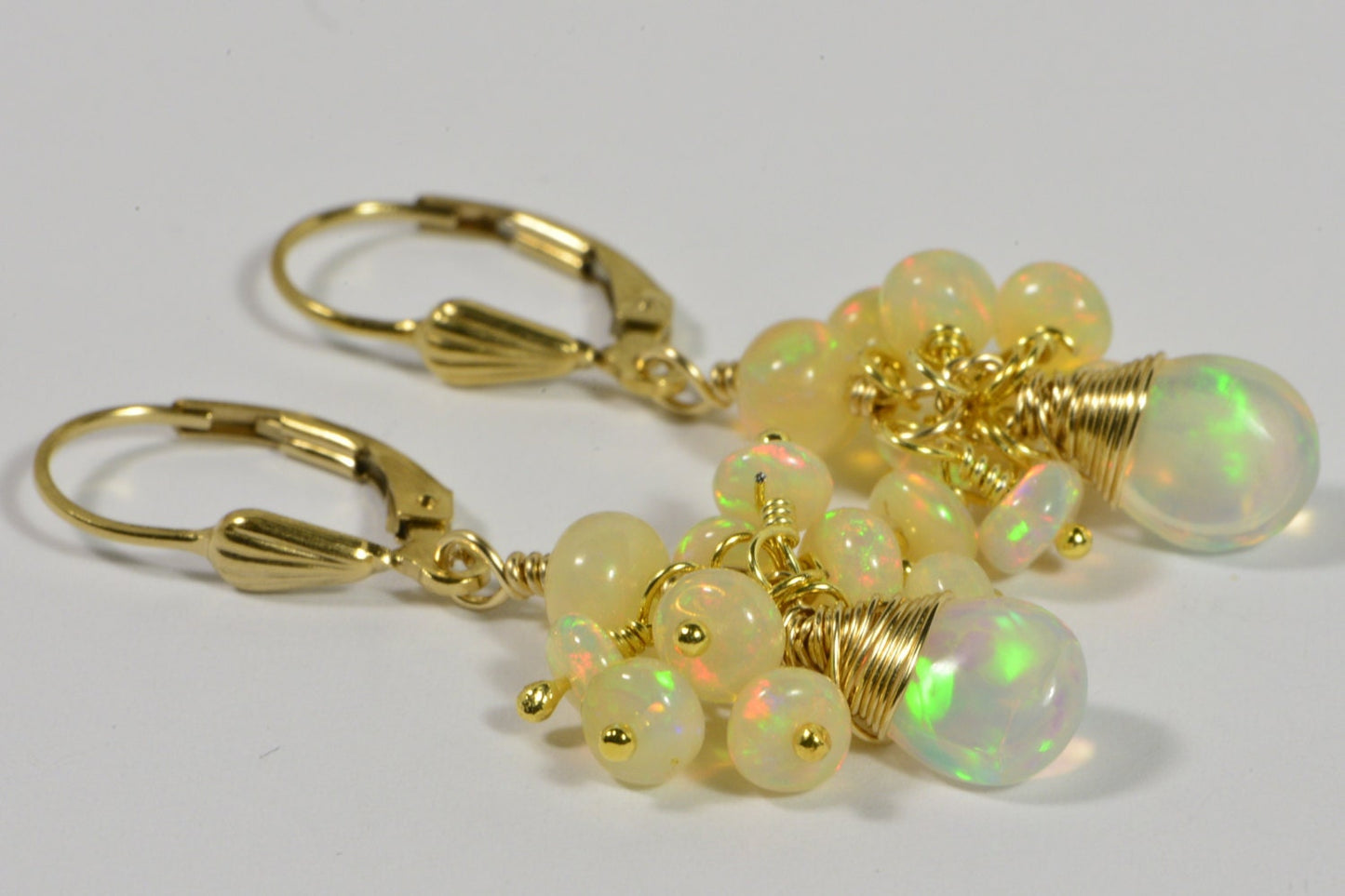 Ethiopian Opal Earrings, 14k Gold Filled Dangle, Handmade Jewelry