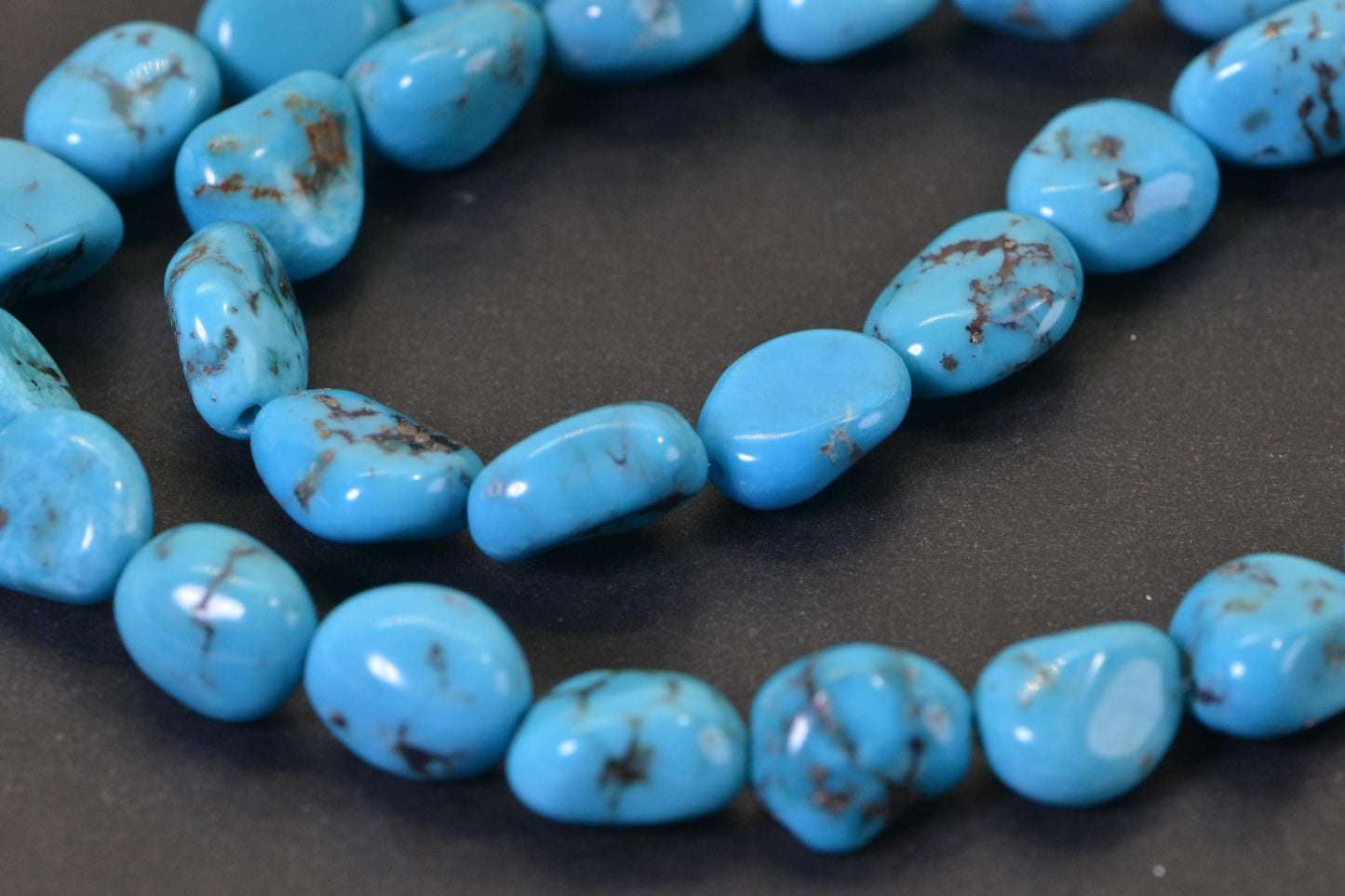 Sleeping Beauty Turquoise Nugget Beads 13.5x10mm Blue Freeform Smooth Glossy 16" Strand