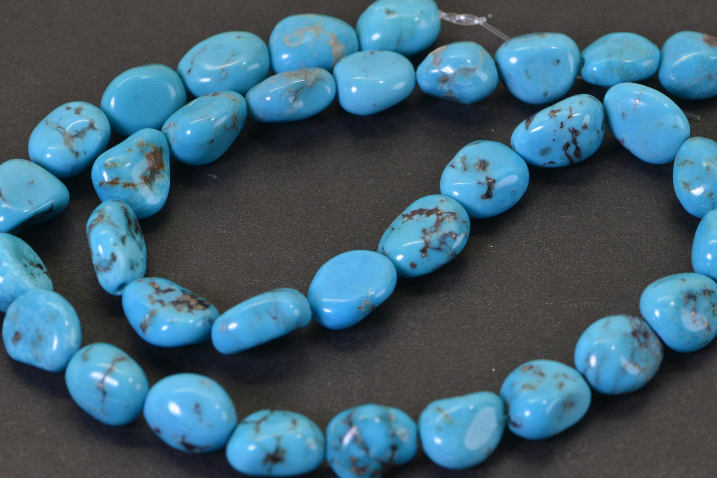 Sleeping Beauty Turquoise Nugget Beads 13.5x10mm Blue Freeform Smooth Glossy 16" Strand