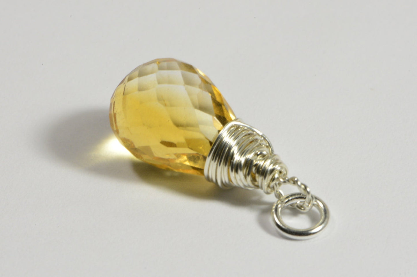 Natural Citrine Pendant Luxury Large Gemstone Wire Wrapped Sterlind silver filled Birthstone November