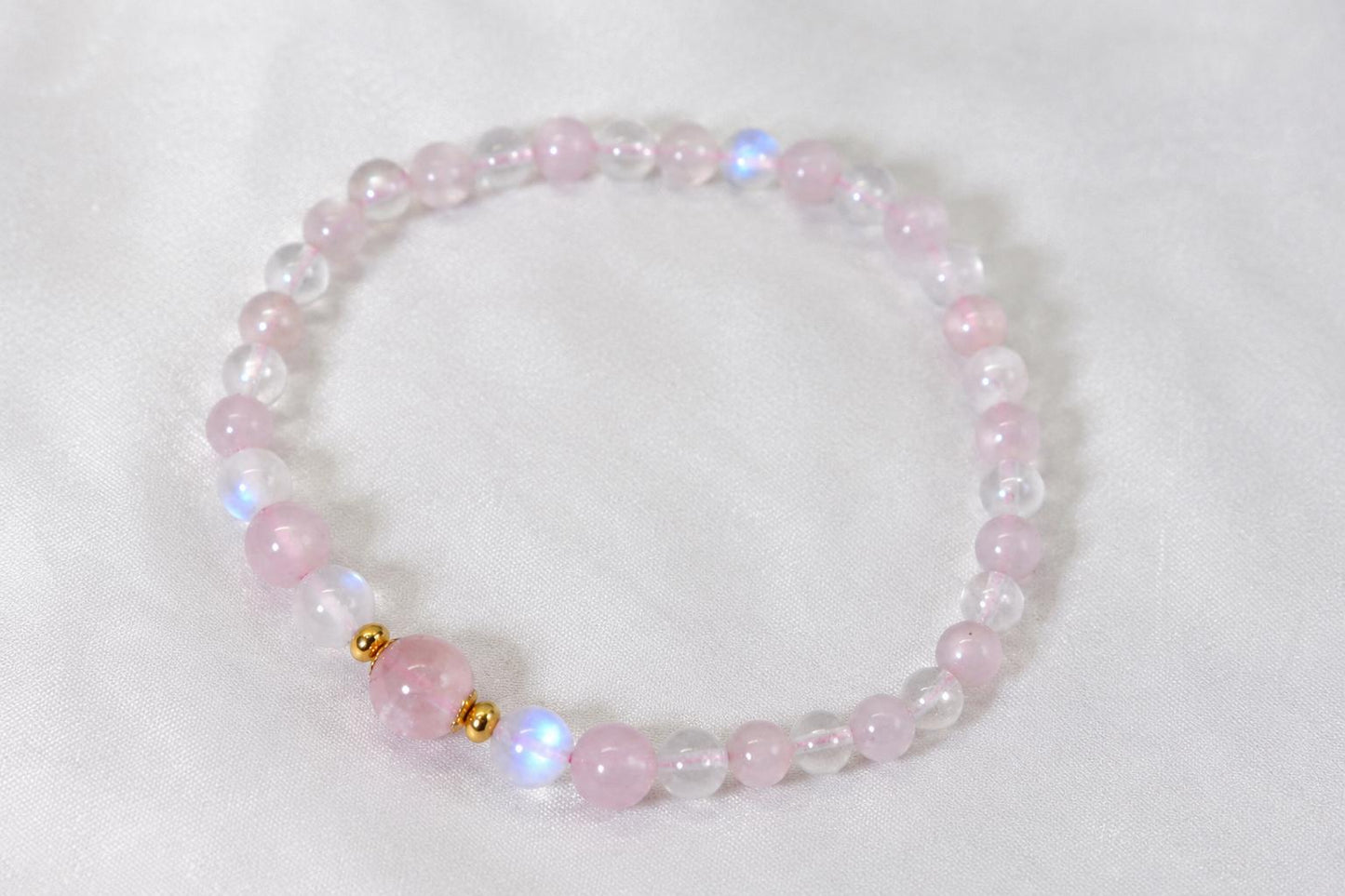Natural Moonstone and Rose Quartz Bracelet Crystal Healing