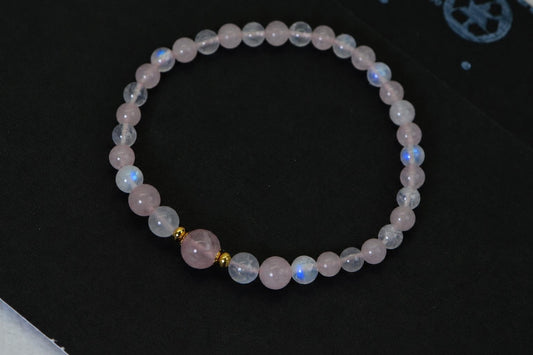 Natural Moonstone and Rose Quartz Bracelet Crystal Healing