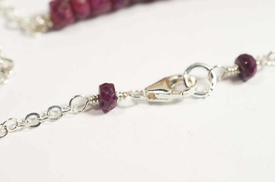 Handmade Ruby Bar Necklace: Sterling Silver Gemstone Jewelry