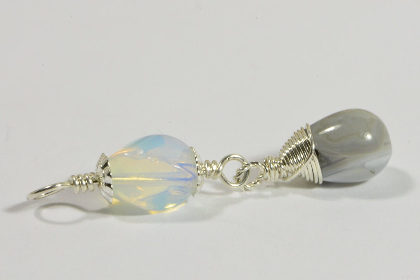 Opilite and Agate pendant Sterling Silver Handmade Jewelry Gemstone Jewelry