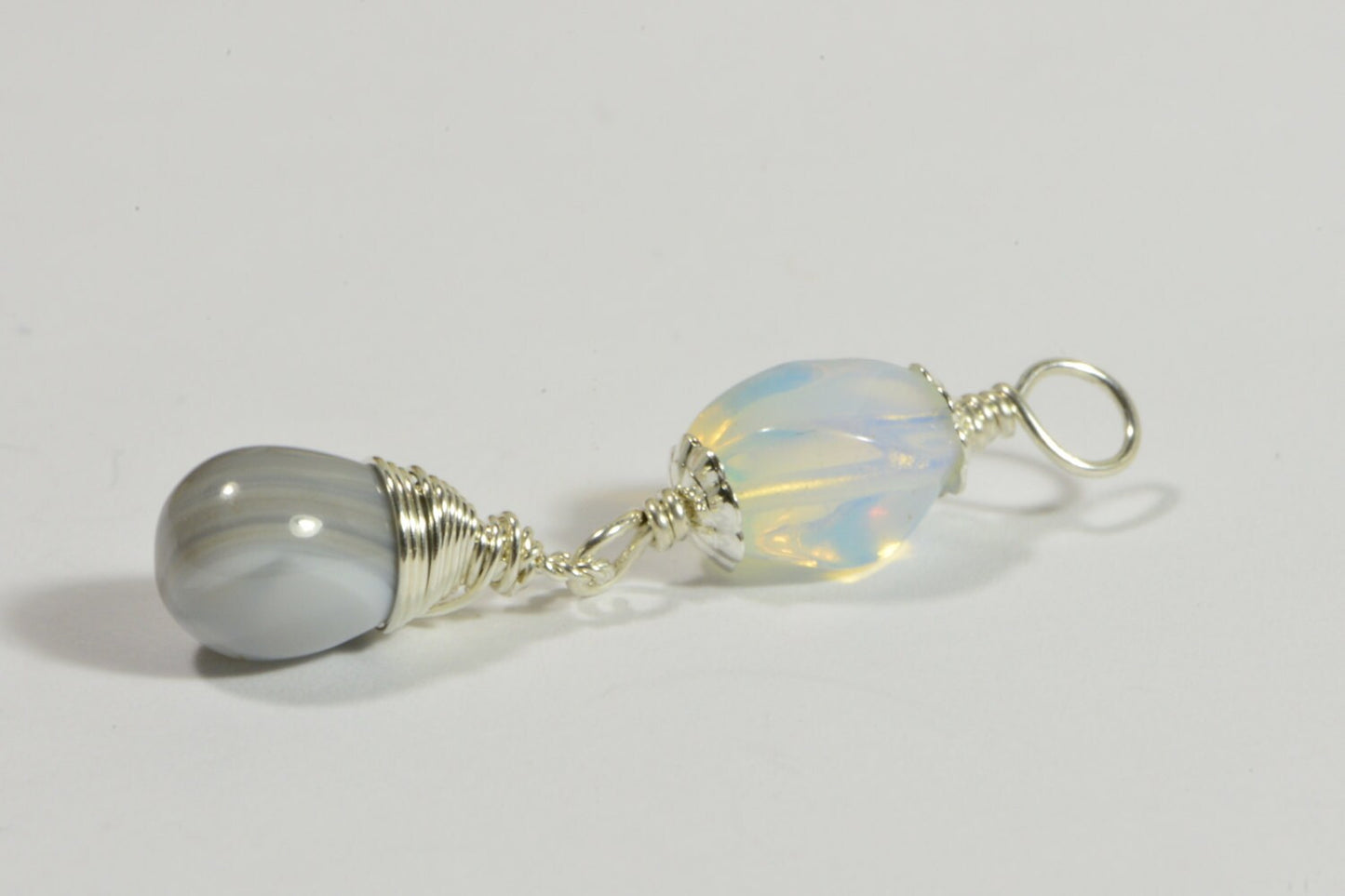 Opilite and Agate pendant Sterling Silver Handmade Jewelry Gemstone Jewelry