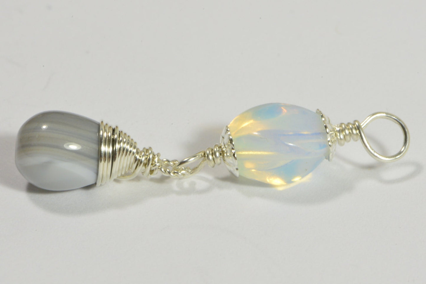 Opilite and Agate pendant Sterling Silver Handmade Jewelry Gemstone Jewelry