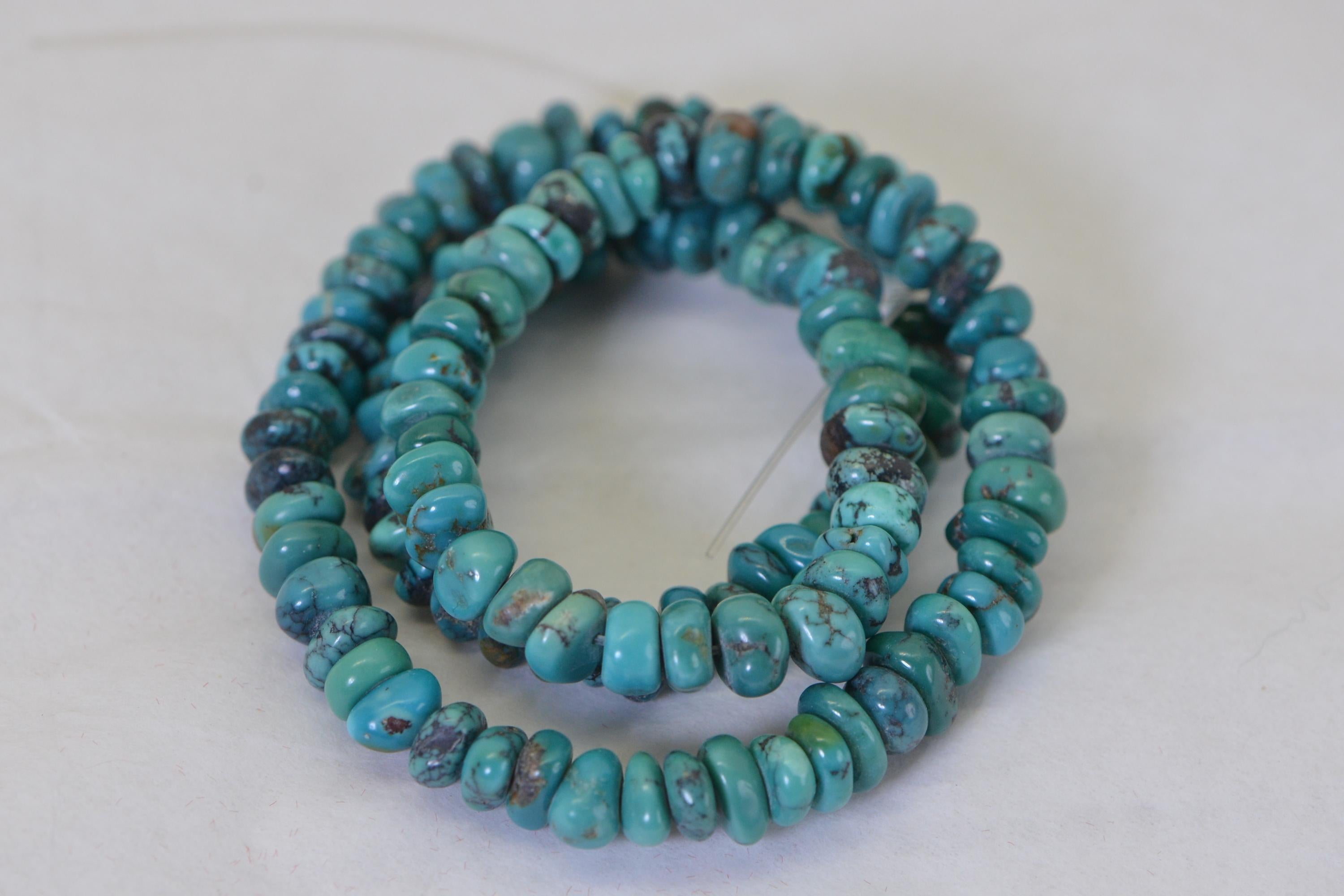 Kingman Turquoise Nugget Beads: Arizona Blue-Green Gemstone Strand