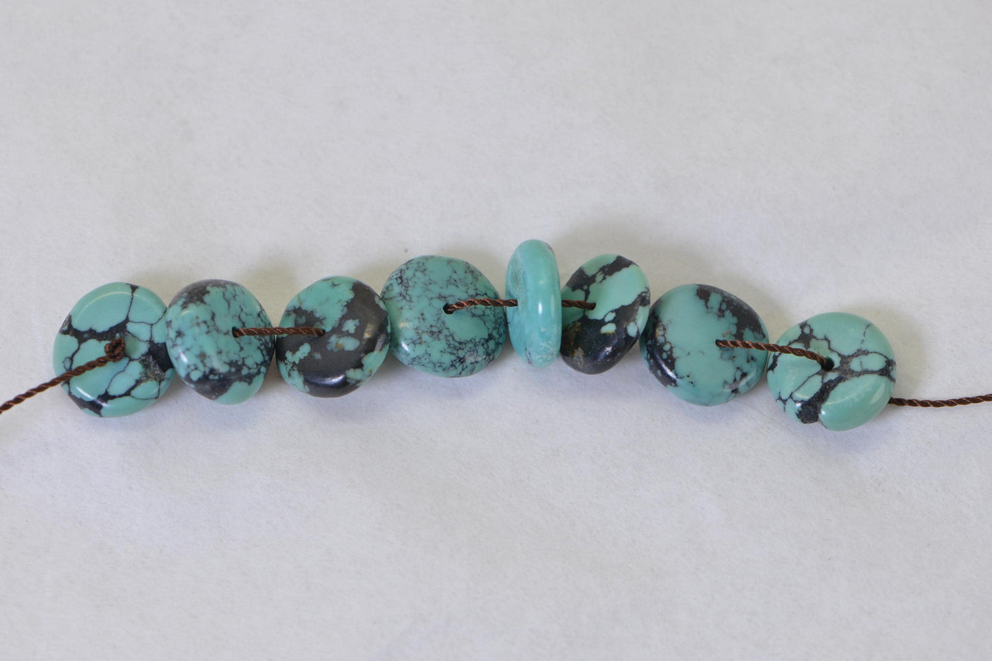 Nevada Spider Web Turquoise Beads: Rondelle Disc Jewelry Making Supplies
