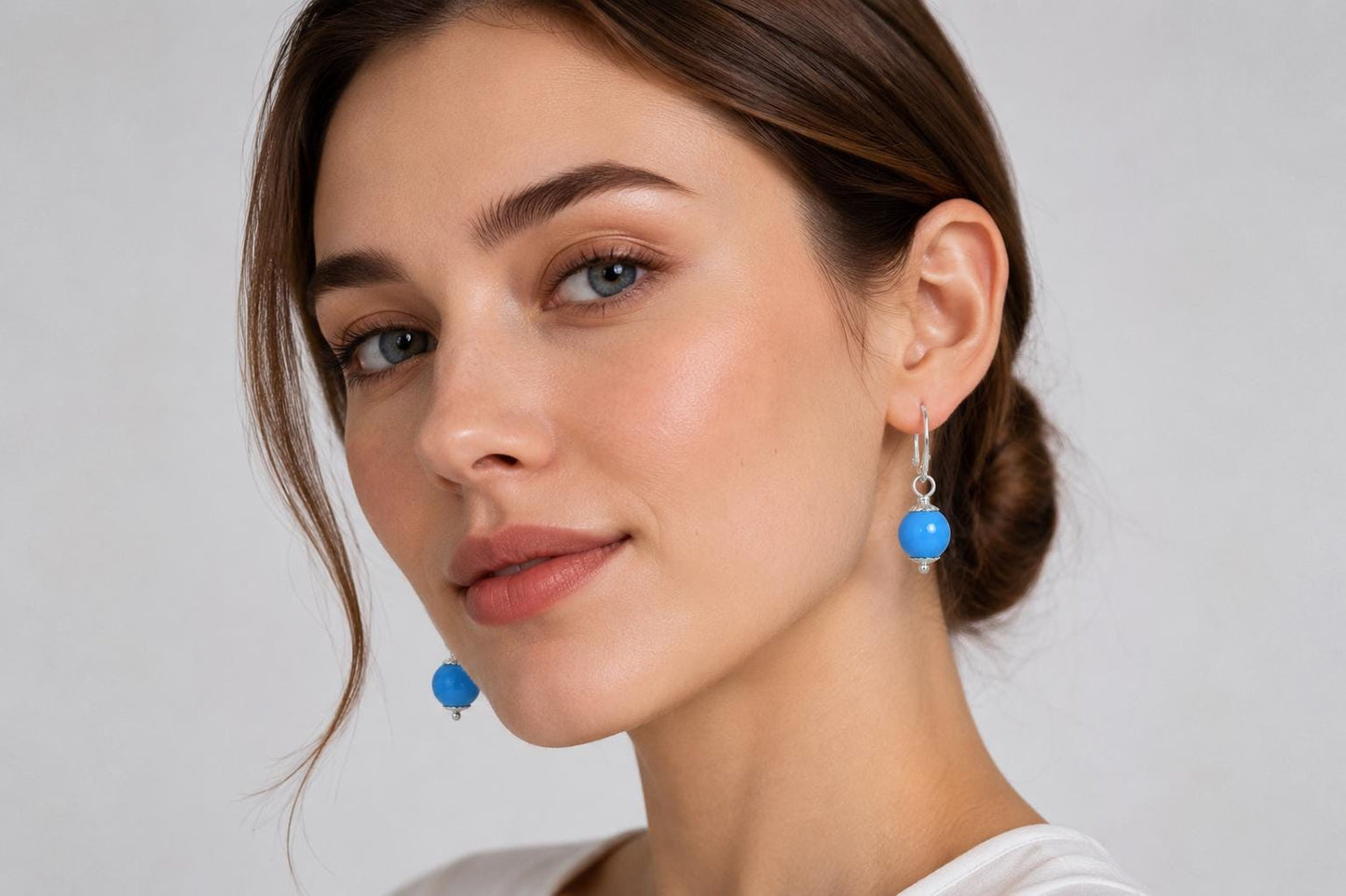 Minimalist Earrings Gemstone Turquoise  Blue Sleeping Beauty  Earrings Wire Wrapped Sterling Silver Drops