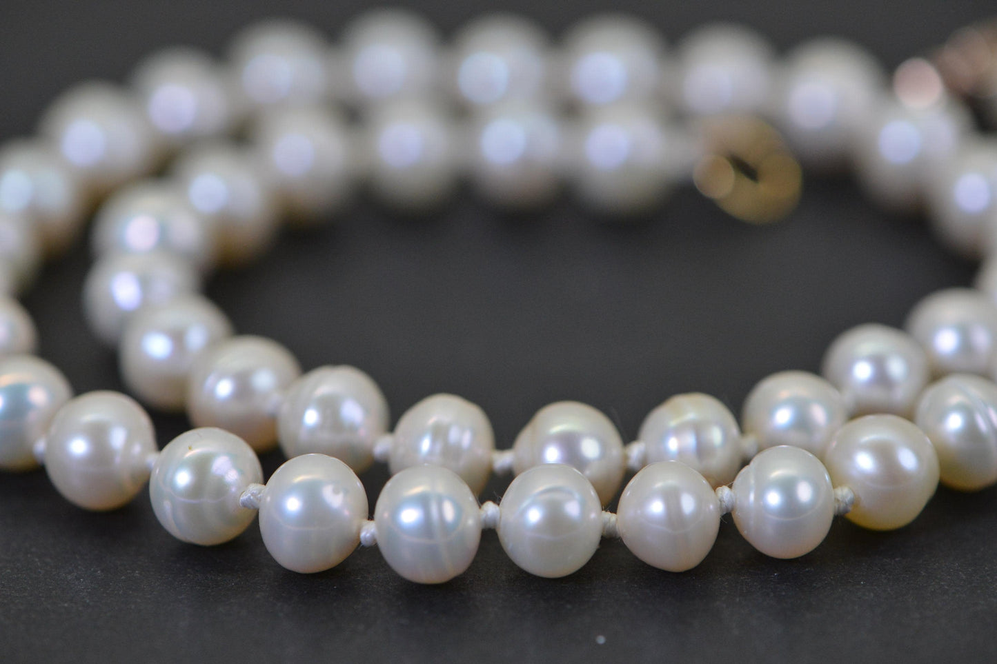 Freshwater Pearl Knotted Necklace: AAA Grade Silk Cord Choker