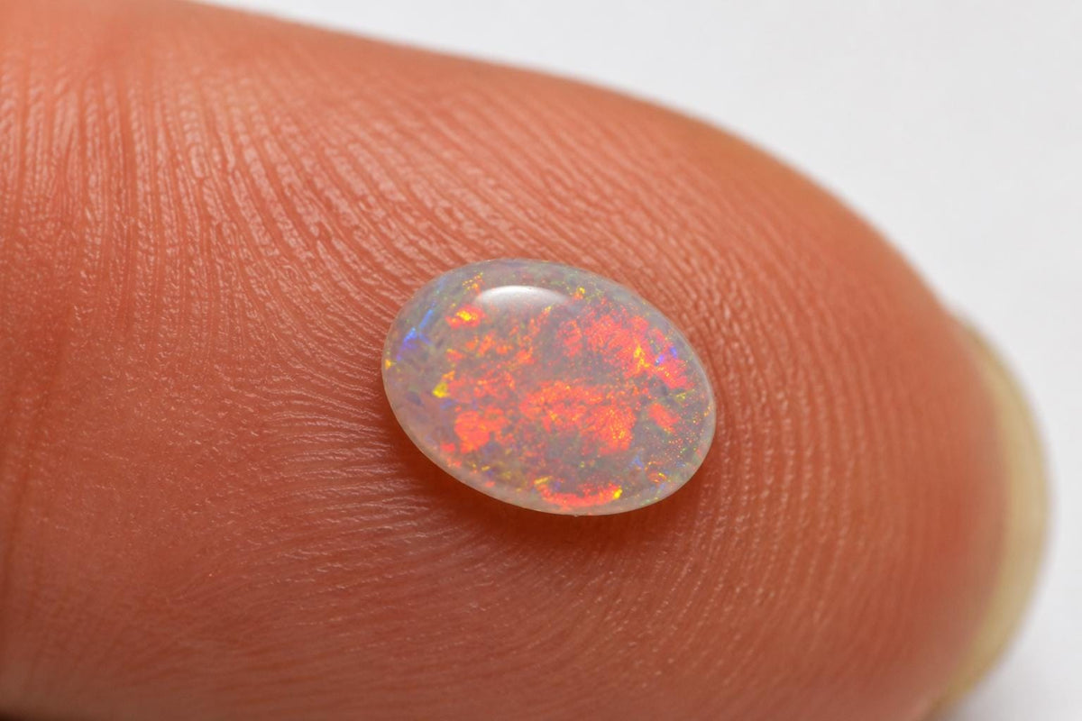Australian White Opal Cabochon Pair: 7x5mm Oval Gemstones Two Stone