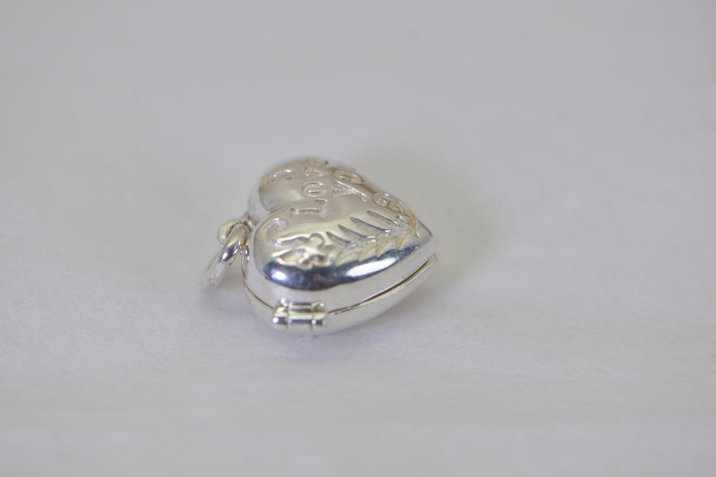 Sterling Silver Heart Locket Charm, Engraved I Love You, Romantic Gift for Her, Love Jewelry, Bracelet Charm