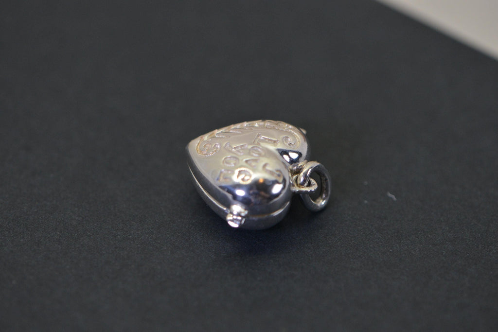 Sterling Silver Heart Locket Charm, Engraved I Love You, Romantic Gift for Her, Love Jewelry, Bracelet Charm