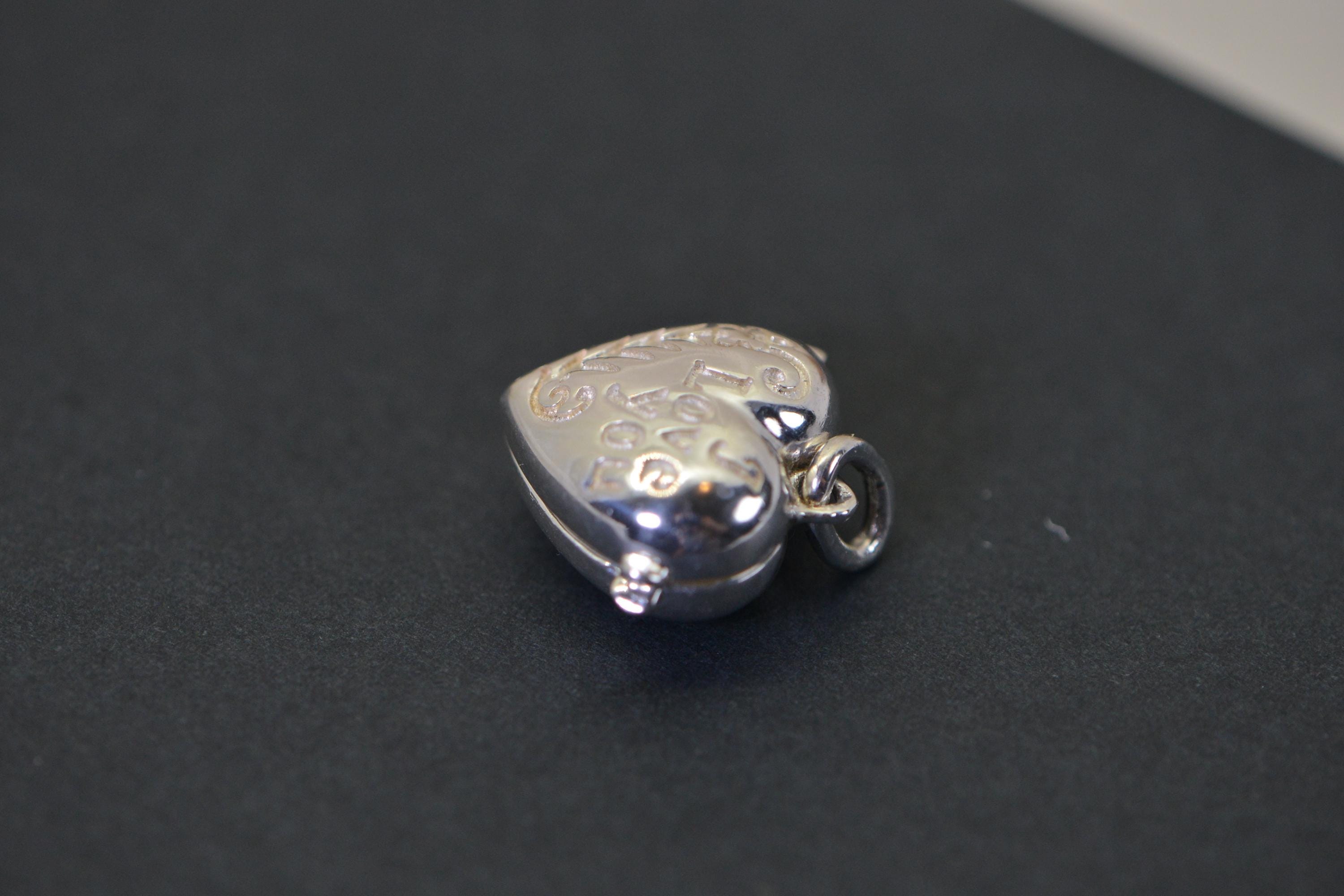 Sterling Silver Heart Locket Charm, Engraved I Love You, Romantic Gift for Her, Love Jewelry, Bracelet Charm