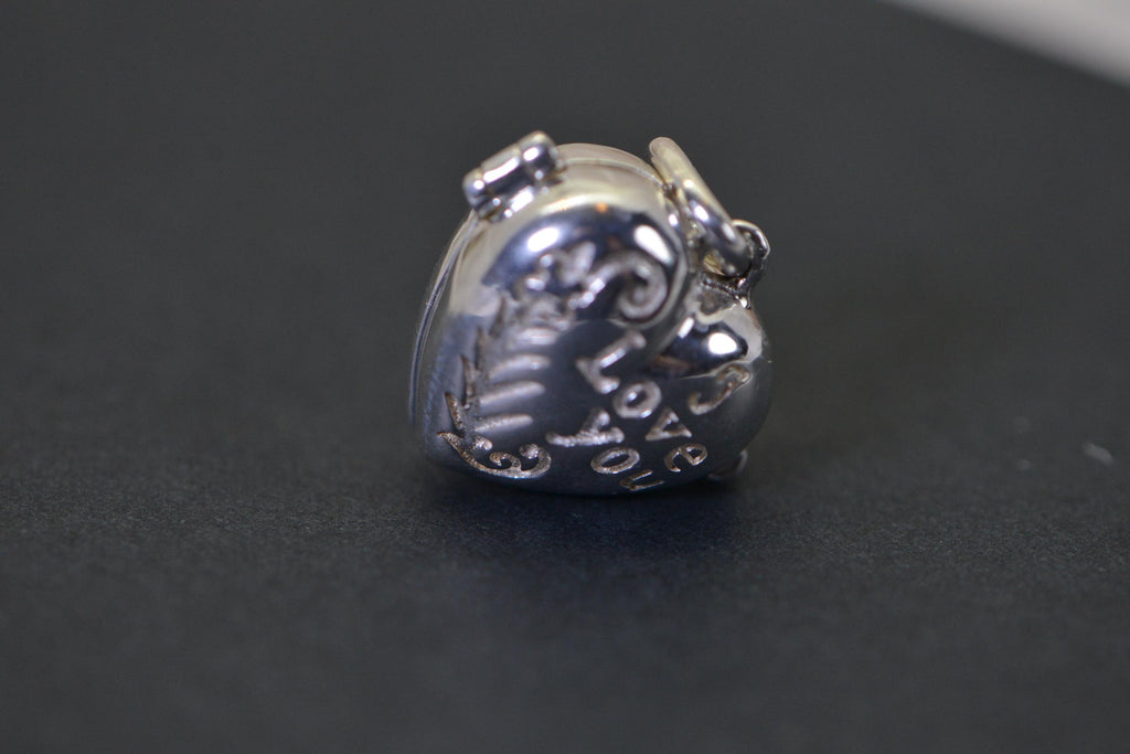 Sterling Silver Heart Locket Charm, Engraved I Love You, Romantic Gift for Her, Love Jewelry, Bracelet Charm