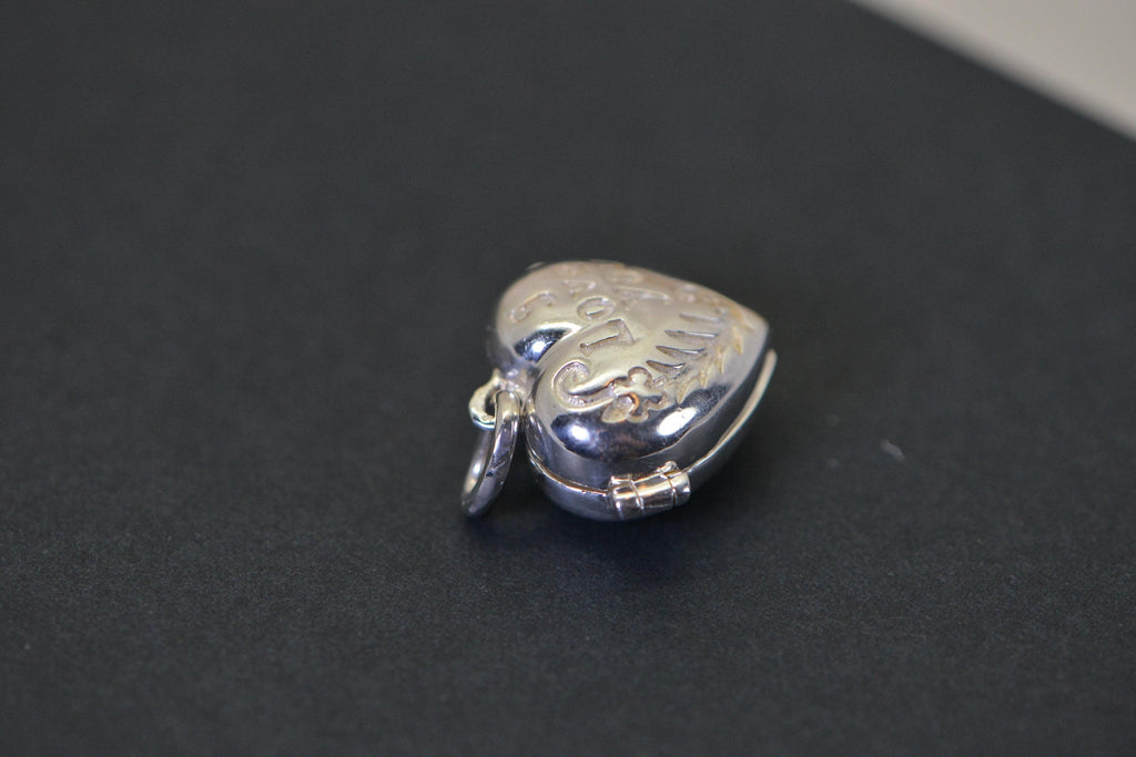 Sterling Silver Heart Locket Charm, Engraved I Love You, Romantic Gift for Her, Love Jewelry, Bracelet Charm