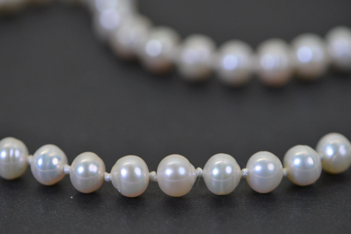 Freshwater Pearl Knotted Necklace: AAA Grade Silk Cord Choker