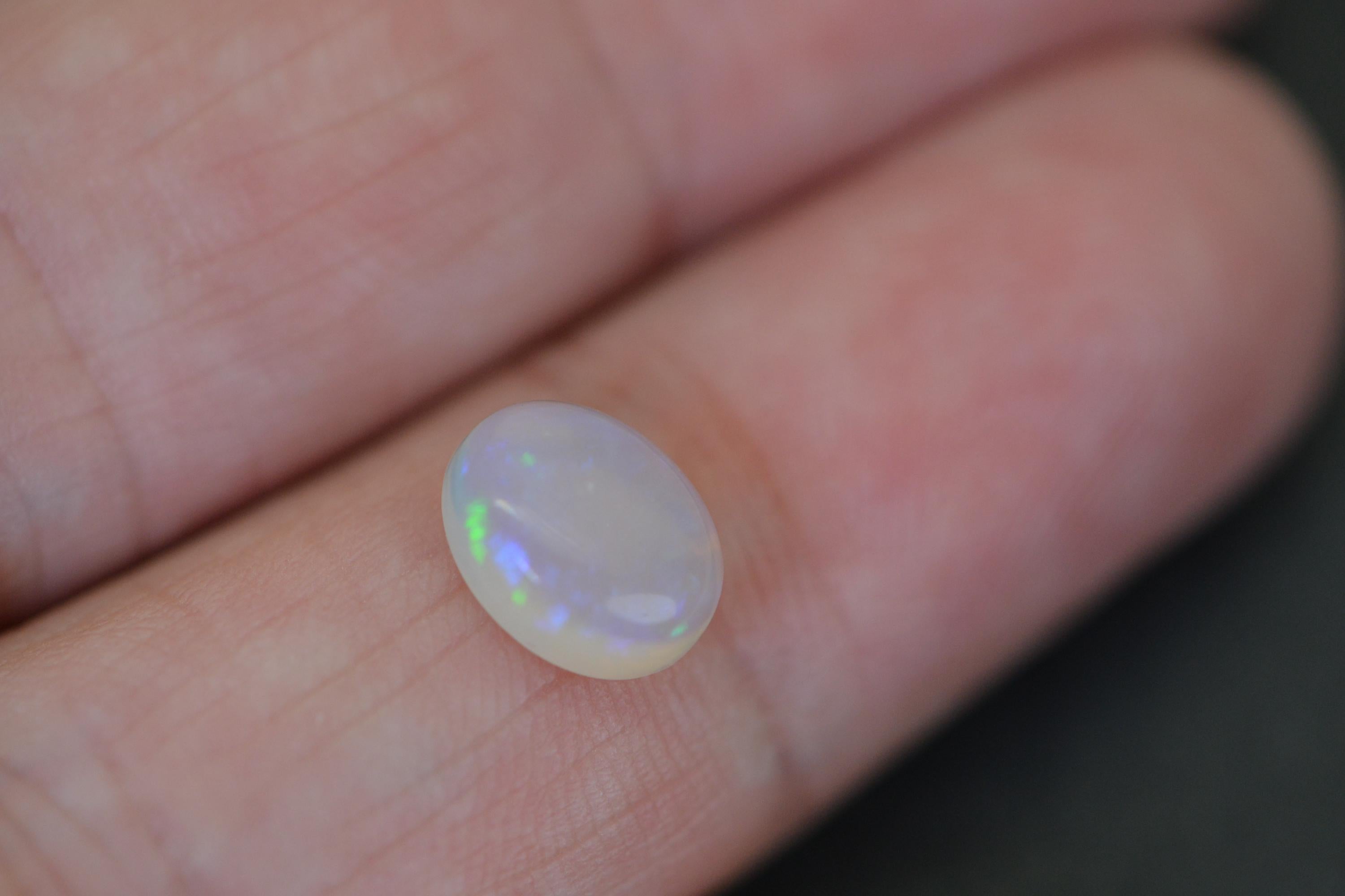 Australian Solid Crystal Opal 1.10 Ct Natural Oval Opal Cabochon 8x6mm Untreated Loose Gemstone Blue Green Orange Flash